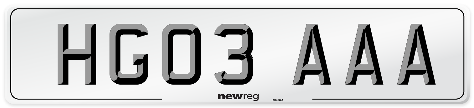 HG03 AAA Number Plate from New Reg